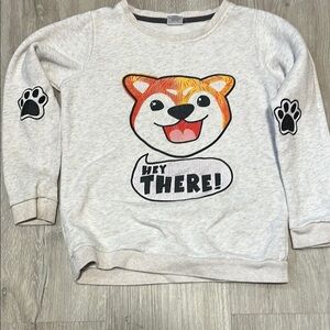 Kids Cream Sweatshirt with Dog Print